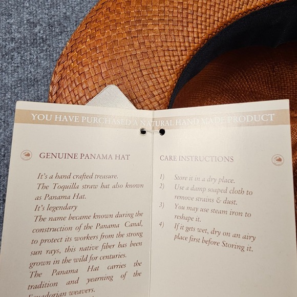 Homero Ortega Genuine Panama Hat Mens L Fedora Tequila Straw Brown Band NWT - Picture 6 of 7
